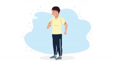 Erkek atlet ayakta karakter animasyonu, 4k video animasyonu