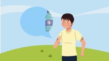 Dambıl animasyonlu erkek sporcu, 4k video animasyonu