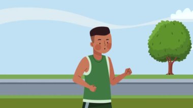 Afro erkek atlet karakter animasyonu, 4k video animasyonu
