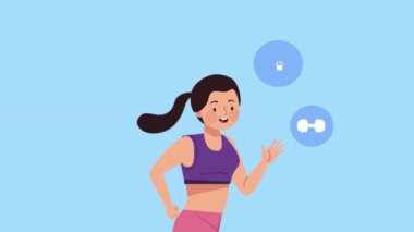 Kadın sporcu karakter animasyonu, 4k video animasyonu