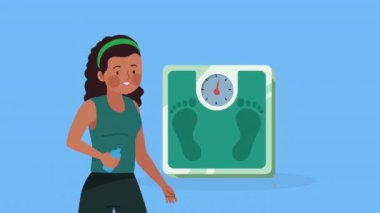 Afro kadın sporcu karakter, 4k video animasyonu