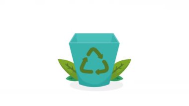 Çevre dostu çöp kutusu animasyonu, 4k video animasyonu