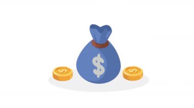 yığın para dolar animasyon, 4k video animasyonu