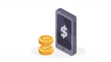 yığın para dolar animasyon, 4k video animasyonu