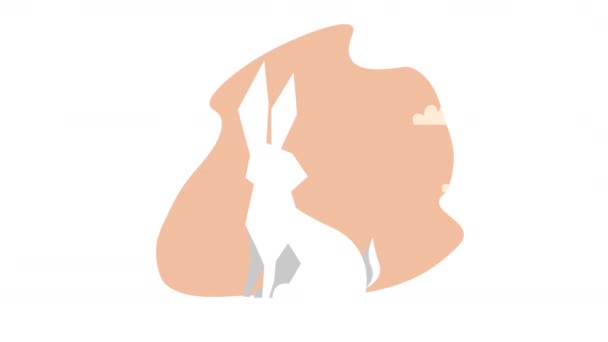 Rabbit Animal Spring Season Animation Video Animated — Stock Video