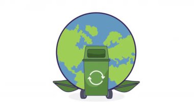 Geri dönüşüm oklu ekoloji atığı kutusu, 4k video canlandırması