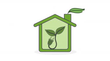 Ekoloji enerji dolgusu animasyonu olan ev, 4k video animasyonu