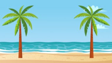 Plaj Trres Palms sahnesi, 4k video animasyonu