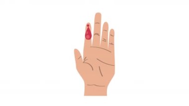 Kan damlası animasyonu ile el, 4k video animasyonu