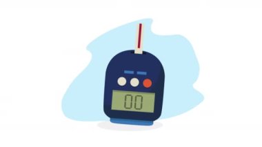 glucometer tıbbi cihaz ölçümü animasyon, 4k video animasyonu