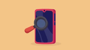 Akıllı telefonlu büyüteç araması, 4k video animasyonu