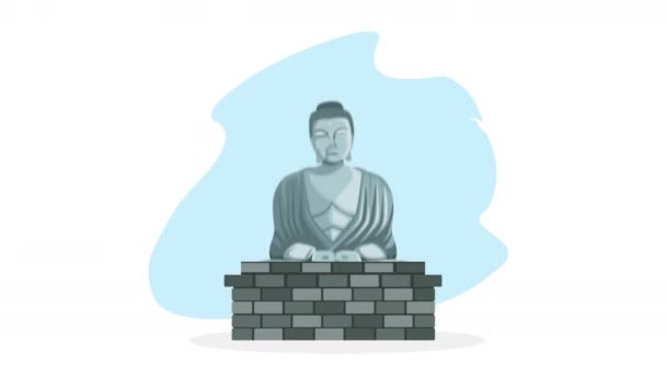 Japanse Cultuur Budha Standbeeld Animatie Video Geanimeerd — Stockvideo