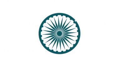 Hindistan 'ın Ashok Çakra Ulusal sembolü, 4k video animasyonu