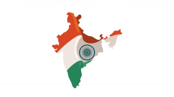Bandera India Animación Del Mapa Video Animado — Vídeo de stock