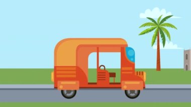 tuk tuk Hint nakliye animasyonu, 4k video animasyonu