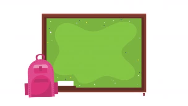School Chalkboard Schoolbag Animation Video Animated — Stock Video