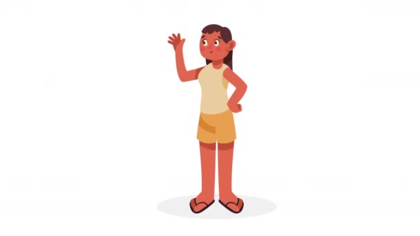 Feliz Joven Saludando Personaje Video Animado — Vídeos de Stock