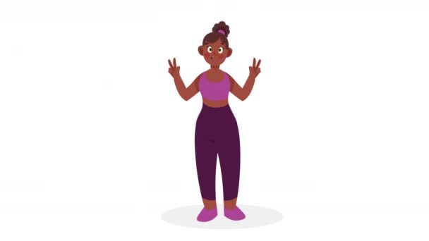 Jovem Afro Mulher Feliz Personagem Vídeo Animado — Vídeo de Stock