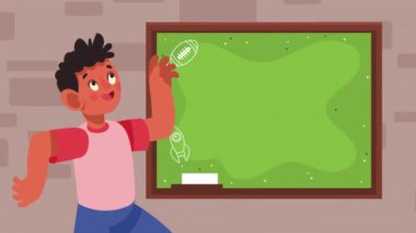 Sınıfa atlayan genç adam, 4K video animasyonu
