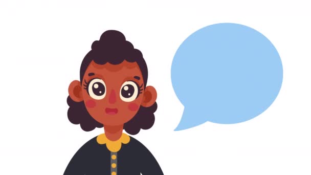 Austism Afro Menina Pensando Quebra Cabeça Vídeo Animado — Vídeo de Stock