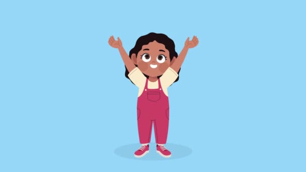 Szczęśliwa Mała Dziewczynka Postać Animacja Wideo Animowane — Wideo stockowe