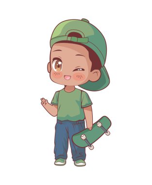 kaykaycı anime chibi çocuk karakteri