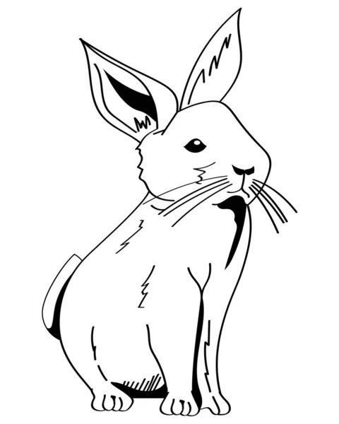 Conejo Animal Icono Estilo Monocromo — Vector de stock