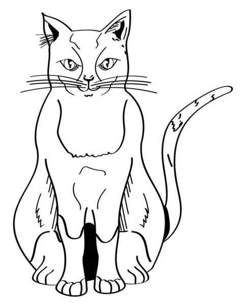 Kot Zwierzę Monochromatyczny Styl Ikona — Wektor stockowy