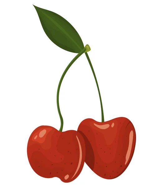 Cherries Fresh Fruit Healthy Icon — Archivo Imágenes Vectoriales