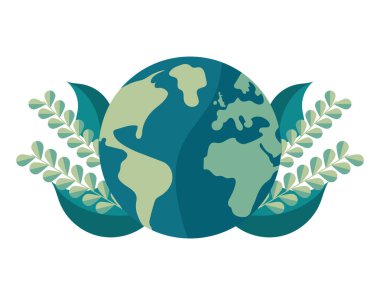 Yaprak simgesi olan dünya gezegeni