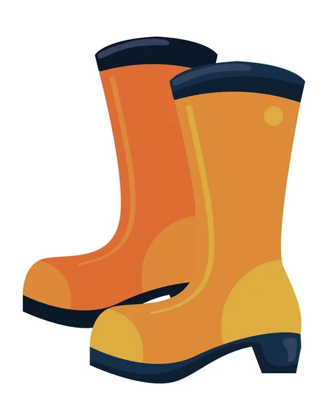 Yellow Rubber Boots Gardening Equipment — Stock Vector