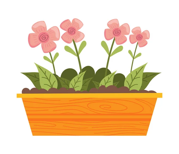 Λουλούδια Ξύλινη Κατσαρόλα Εικονίδιο — Διανυσματικό Αρχείο