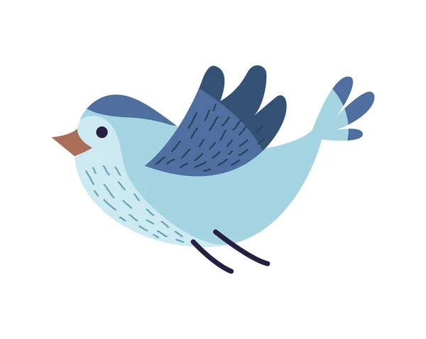 Kleiner Blauer Vogel Fliegt Ikone — Stockvektor