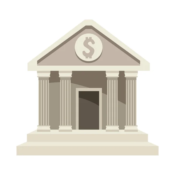 Банківська Будівля Спереду Ізольована Іконка — стоковий вектор