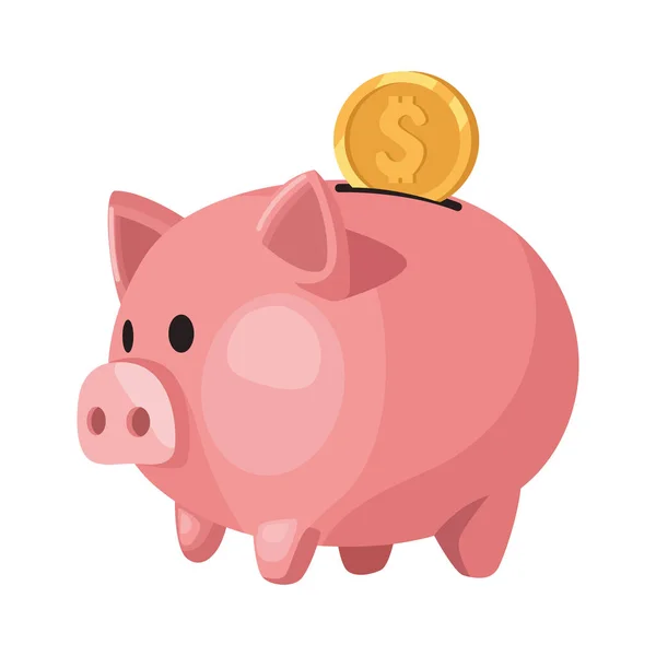 Piggy Χρήματα Εξοικονόμηση Μεμονωμένα Εικονίδιο — Διανυσματικό Αρχείο