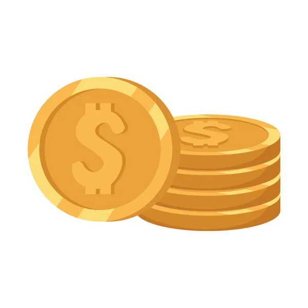 Munten Geld Dollars Financiële Pictogrammen — Stockvector