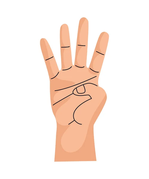 Χέρι Τέσσερα Δάχτυλα Εικονίδιο Χειρονομία — Διανυσματικό Αρχείο