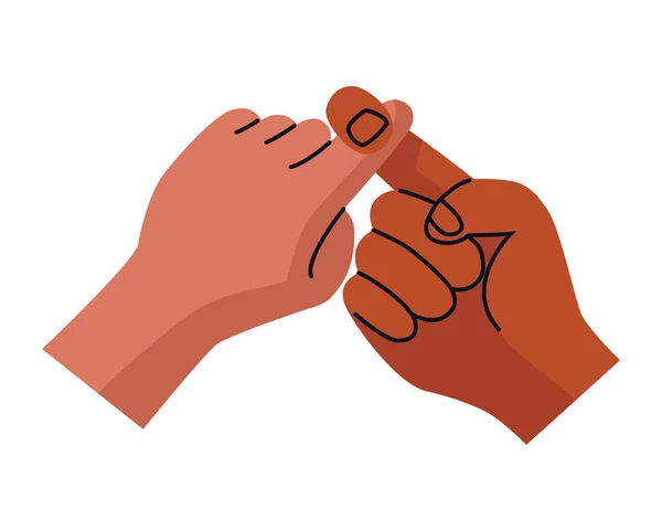 跨种族的手做一个承诺的手势 — 图库矢量图片