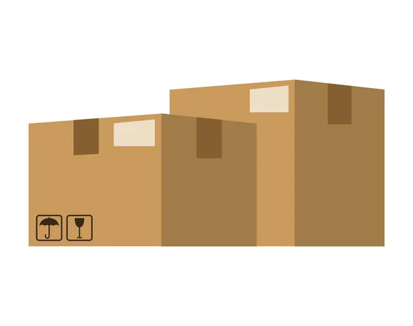 Boîtes Carton Livraison Icône Isolée — Image vectorielle