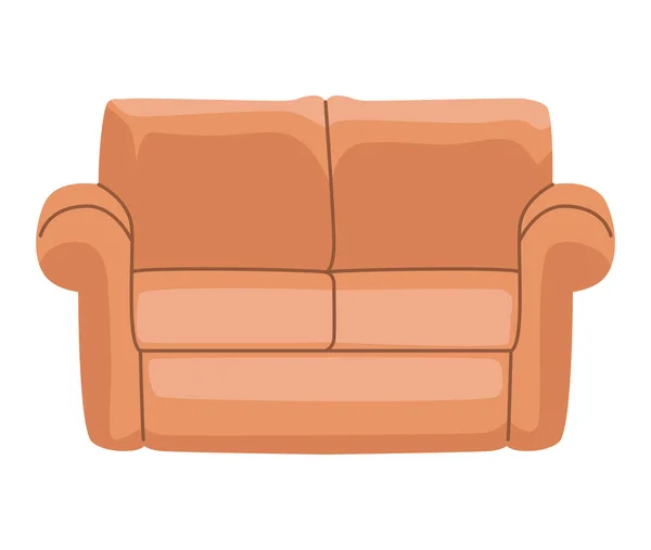 Orange Couch Furniture Isolated Icon — Stock Vector