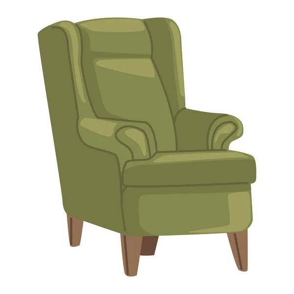 Muebles Sofá Verde Icono Aislado — Vector de stock