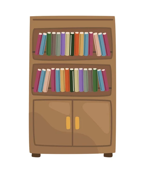 Bücher Bibliothek Holzmöbel Ikone — Stockvektor
