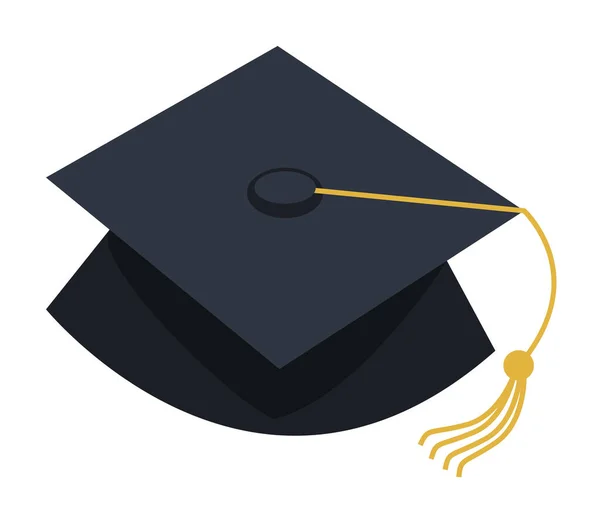 Negro Sombrero Graduación Accesorio Icono Educación — Archivo Imágenes Vectoriales