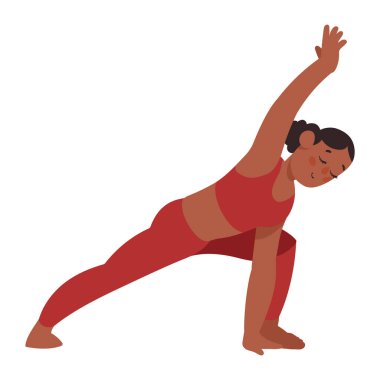 Üçgen yoga pozisyonundaki kadın karakter