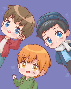 bir grup erkek anime karakter