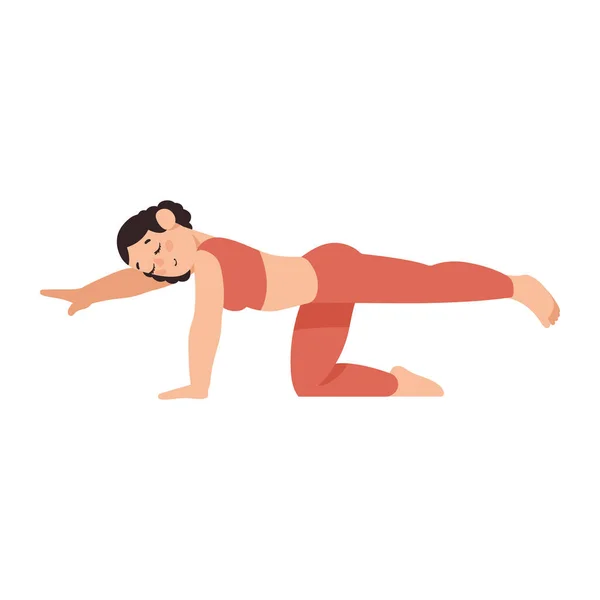 Woman Leg Lift Yoga Position Character — Stock Vector