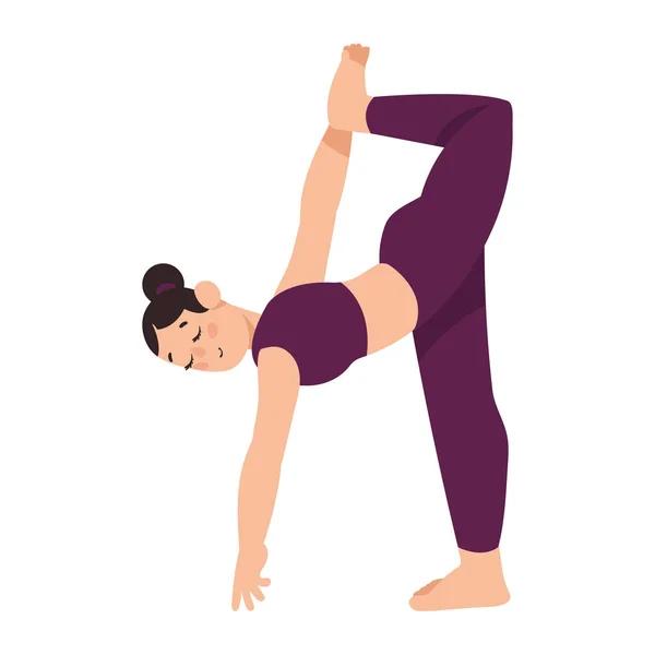 Fiyonklu Kadın Yoga Pozisyonu Alıyor — Stok Vektör