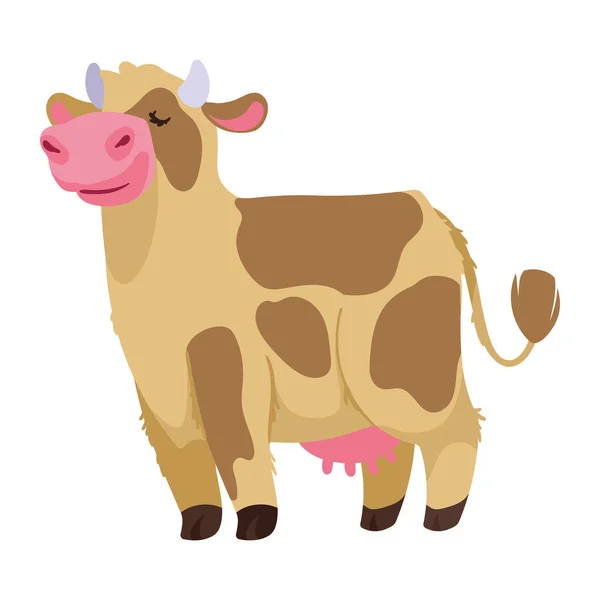 Schattige Koe Boerderij Dieren Karakter — Stockvector