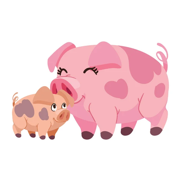 Schweinemutter Mit Babyfiguren — Stockvektor