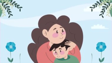 Oğul karakterli genç anne animasyon, 4k video animasyonu